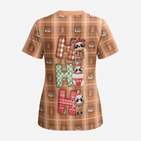 Panda Christmas Scrub Top Ho Ho Ho Caramel Pattern - Wonder Print Shop
