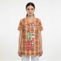Panda Christmas Scrub Top Ho Ho Ho Caramel Pattern - Wonder Print Shop