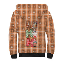 Panda Christmas Sherpa Hoodie Ho Ho Ho Caramel Pattern - Wonder Print Shop