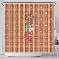Panda Christmas Shower Curtain Ho Ho Ho Caramel Pattern - Wonder Print Shop