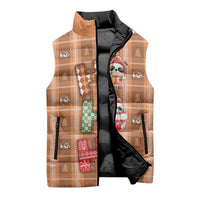 Panda Christmas Sleeveless Puffer Jacket Ho Ho Ho Caramel Pattern - Wonder Print Shop
