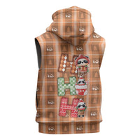 Panda Christmas Sleeveless Zip Hoodie Ho Ho Ho Caramel Pattern - Wonder Print Shop