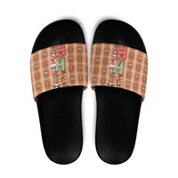 Panda Christmas Slide Sandals Ho Ho Ho Caramel Pattern - Wonder Print Shop
