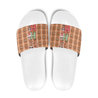 Panda Christmas Slide Sandals Ho Ho Ho Caramel Pattern - Wonder Print Shop