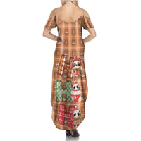 Panda Christmas Summer Maxi Dress Ho Ho Ho Caramel Pattern - Wonder Print Shop