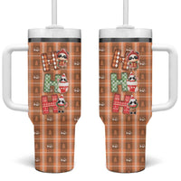 Panda Christmas Tumbler With Handle Ho Ho Ho Caramel Pattern - Wonder Print Shop