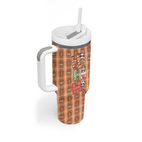 Panda Christmas Tumbler With Handle Ho Ho Ho Caramel Pattern - Wonder Print Shop