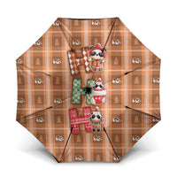 Panda Christmas Umbrella Ho Ho Ho Caramel Pattern - Wonder Print Shop