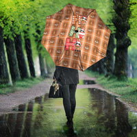Panda Christmas Umbrella Ho Ho Ho Caramel Pattern - Wonder Print Shop