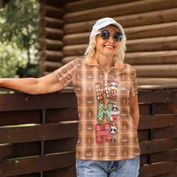 Panda Christmas Women Polo Shirt Ho Ho Ho Caramel Pattern - Wonder Print Shop