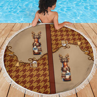 Western Yoke Beach Blanket Rein Beer Christmas Houndstooth Patterns - Wonder Print Shop