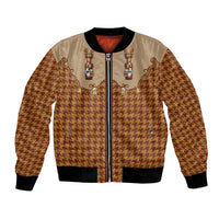 Western Yoke Bomber Jacket Rein Beer Christmas Houndstooth Patterns - Wonder Print Shop