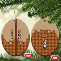 Western Yoke Ceramic Ornament Rein Beer Christmas Houndstooth Patterns - Wonder Print Shop