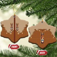 Western Yoke Ceramic Ornament Rein Beer Christmas Houndstooth Patterns - Wonder Print Shop