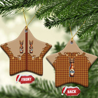 Western Yoke Ceramic Ornament Rein Beer Christmas Houndstooth Patterns - Wonder Print Shop