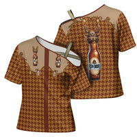 Western Yoke Cross Shoulder Shirt Rein Beer Christmas Houndstooth Patterns - Wonder Print Shop