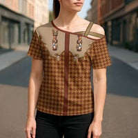 Western Yoke Cross Shoulder Shirt Rein Beer Christmas Houndstooth Patterns - Wonder Print Shop