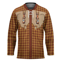 Western Yoke Hockey Jersey Rein Beer Christmas Houndstooth Patterns - Wonder Print Shop