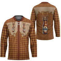 Western Yoke Hockey Jersey Rein Beer Christmas Houndstooth Patterns - Wonder Print Shop