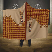 Western Yoke Hooded Blanket Rein Beer Christmas Houndstooth Patterns - Wonder Print Shop