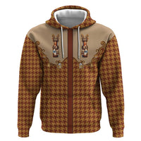 Western Yoke Hoodie Rein Beer Christmas Houndstooth Patterns - Wonder Print Shop
