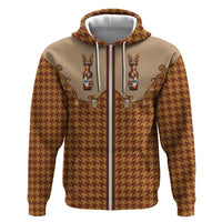 Western Yoke Hoodie Rein Beer Christmas Houndstooth Patterns - Wonder Print Shop