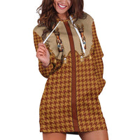Western Yoke Hoodie Dress Rein Beer Christmas Houndstooth Patterns - Wonder Print Shop