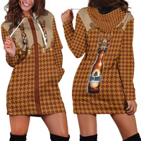 Western Yoke Hoodie Dress Rein Beer Christmas Houndstooth Patterns - Wonder Print Shop