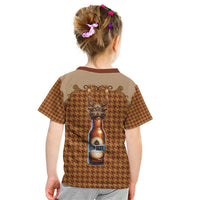 Western Yoke Kid T Shirt Rein Beer Christmas Houndstooth Patterns - Wonder Print Shop