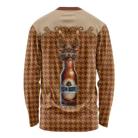 Western Yoke Long Sleeve Shirt Rein Beer Christmas Houndstooth Patterns - Wonder Print Shop