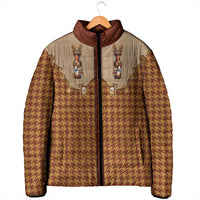 Western Yoke Padded Jacket Rein Beer Christmas Houndstooth Patterns - Wonder Print Shop