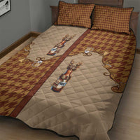 Western Yoke Quilt Bed Set Rein Beer Christmas Houndstooth Patterns - Wonder Print Shop