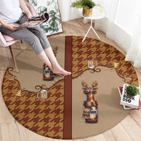 Western Yoke Round Carpet Rein Beer Christmas Houndstooth Patterns - Wonder Print Shop