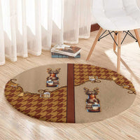 Western Yoke Round Carpet Rein Beer Christmas Houndstooth Patterns - Wonder Print Shop