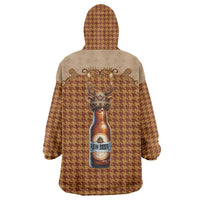 Western Yoke Wearable Blanket Hoodie Rein Beer Christmas Houndstooth Patterns - Wonder Print Shop