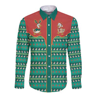 Western Yoke Long Sleeve Button Shirt Merry Duckmas Funny Style - Wonder Print Shop