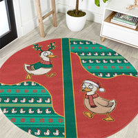 Western Yoke Round Carpet Merry Duckmas Funny Style - Wonder Print Shop