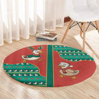 Western Yoke Round Carpet Merry Duckmas Funny Style - Wonder Print Shop
