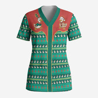 Western Yoke Scrub Top Merry Duckmas Funny Style - Wonder Print Shop