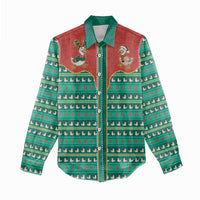 Western Yoke Women Casual Shirt Merry Duckmas Funny Style - Wonder Print Shop