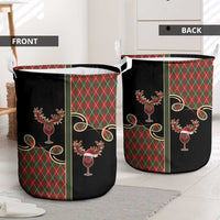 Western Yoke Laundry Basket Wine Deer Christmas Argyle Patterns - Wonder Print Shop