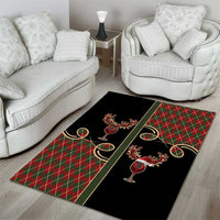Western Yoke Area Rug Wine Deer Christmas Argyle Patterns - Wonder Print Shop