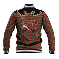 Western Yoke Baseball Jacket Wine Deer Christmas Argyle Patterns - Wonder Print Shop