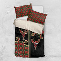 Western Yoke Bedding Set Wine Deer Christmas Argyle Patterns - Wonder Print Shop