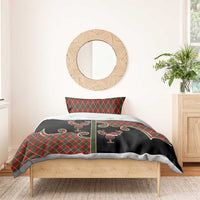 Western Yoke Bedding Set Wine Deer Christmas Argyle Patterns - Wonder Print Shop