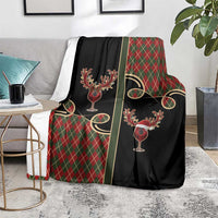 Western Yoke Blanket Wine Deer Christmas Argyle Patterns - Wonder Print Shop