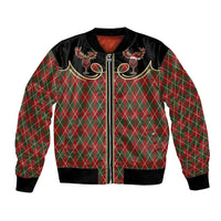 Western Yoke Bomber Jacket Wine Deer Christmas Argyle Patterns - Wonder Print Shop