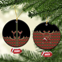 Western Yoke Ceramic Ornament Wine Deer Christmas Argyle Patterns - Wonder Print Shop