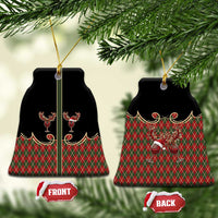 Western Yoke Ceramic Ornament Wine Deer Christmas Argyle Patterns - Wonder Print Shop