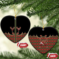 Western Yoke Ceramic Ornament Wine Deer Christmas Argyle Patterns - Wonder Print Shop